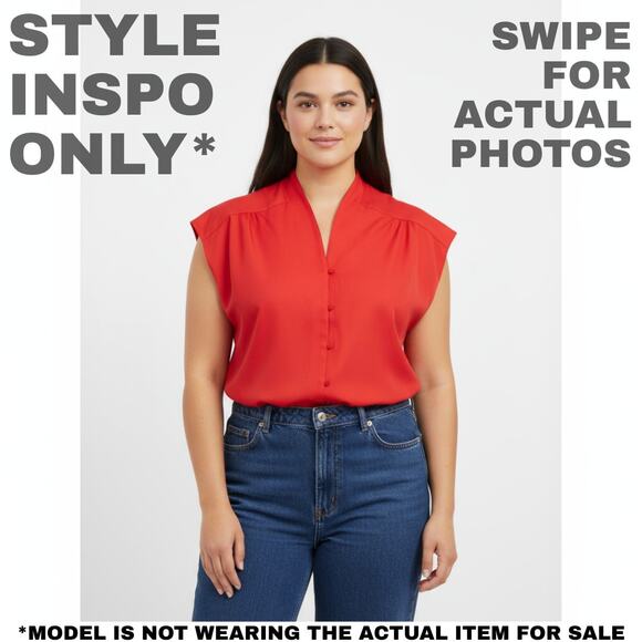 Lady Arrow Vintage Red Sleeveless Blouse Size 16 0316 - Picture 2 of 7